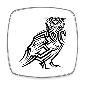 Tatouage tribal Owl - Magnet carré - blanc - Devant