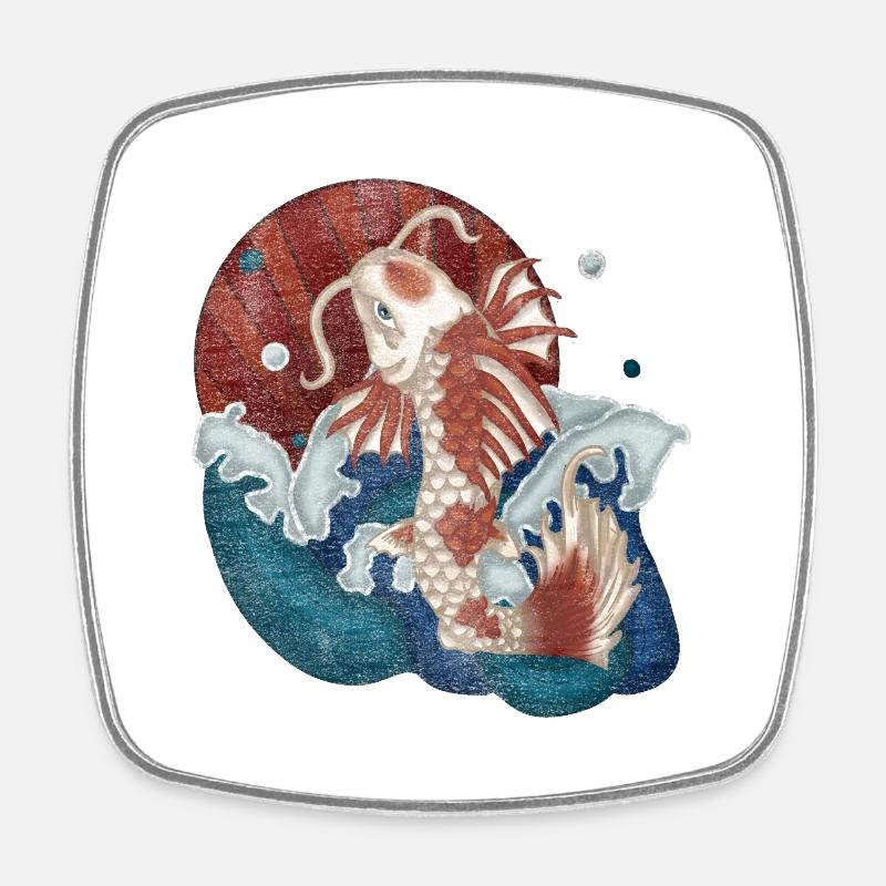 Koi fish in the water - Square fridge magnet - white
