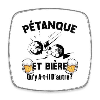Pétanque et Bière - Magnet carré - blanc - Devant