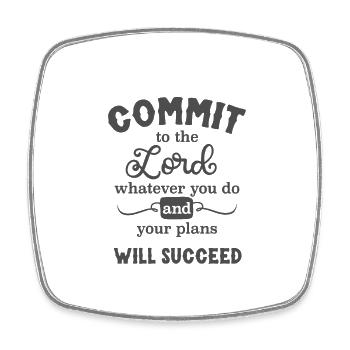Christian Design Commit Your Plans to the Lord - Square fridge magnet - white - Front