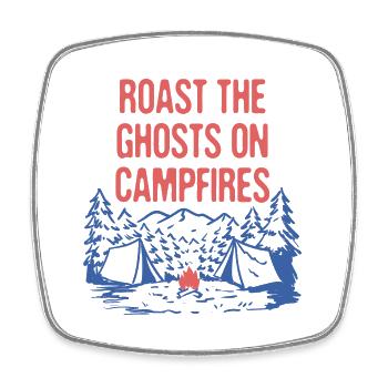 Roast the Ghosts on Campfires Halloween Camping - Square fridge magnet - white - Front