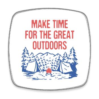 Make Time for Outdoors Camping Hiking Camper - Viereckiger Kühlschrankmagnet - Weiß - Vorne