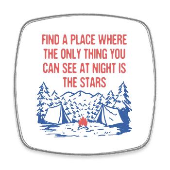 Only Thing You See at Night Camping Stars Camper - Square fridge magnet - white - Front