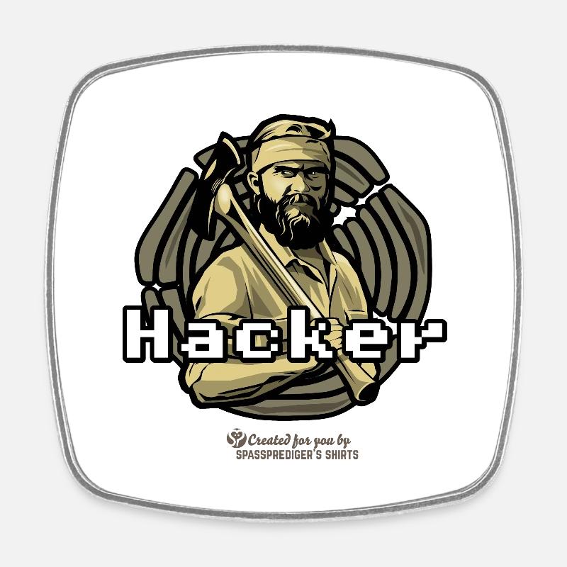 Hacker bûcheron - Magnet carré - blanc
