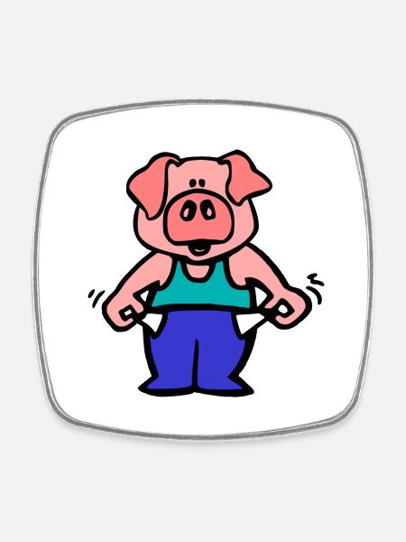 armes Schwein - Viereckiger Kühlschrankmagnet - Weiß