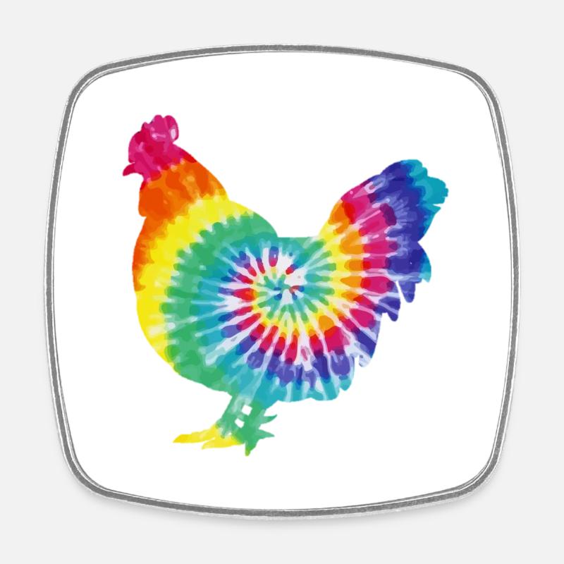 Funny chicken Lopver tie dye - Square fridge magnet - white