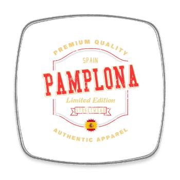 Pamplona Spanien Stadt Schrift Vintage Retro - Viereckiger Kühlschrankmagnet - Weiß - Vorne
