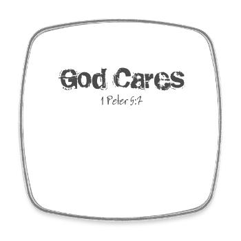 Christian Design God Cares 1 Petrus 5 Vers 7 - Viereckiger Kühlschrankmagnet - Weiß - Vorne