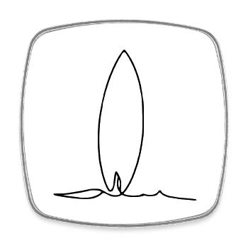 Surfboard One line - Square fridge magnet - white - Front