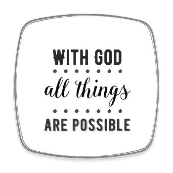 Christian Design With God All Things are Possible - Square fridge magnet - white - Front