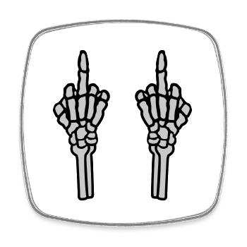 2 Hände Mittelfinger Knochen - Viereckiger Kühlschrankmagnet - Weiß - Vorne