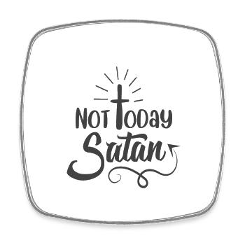 Christliches Design, nicht heute Satan - Viereckiger Kühlschrankmagnet - Weiß - Vorne