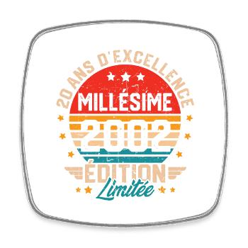 Cadeau d'anniversaire 20 ans millésime 2002 - Magnet carré - blanc - Devant