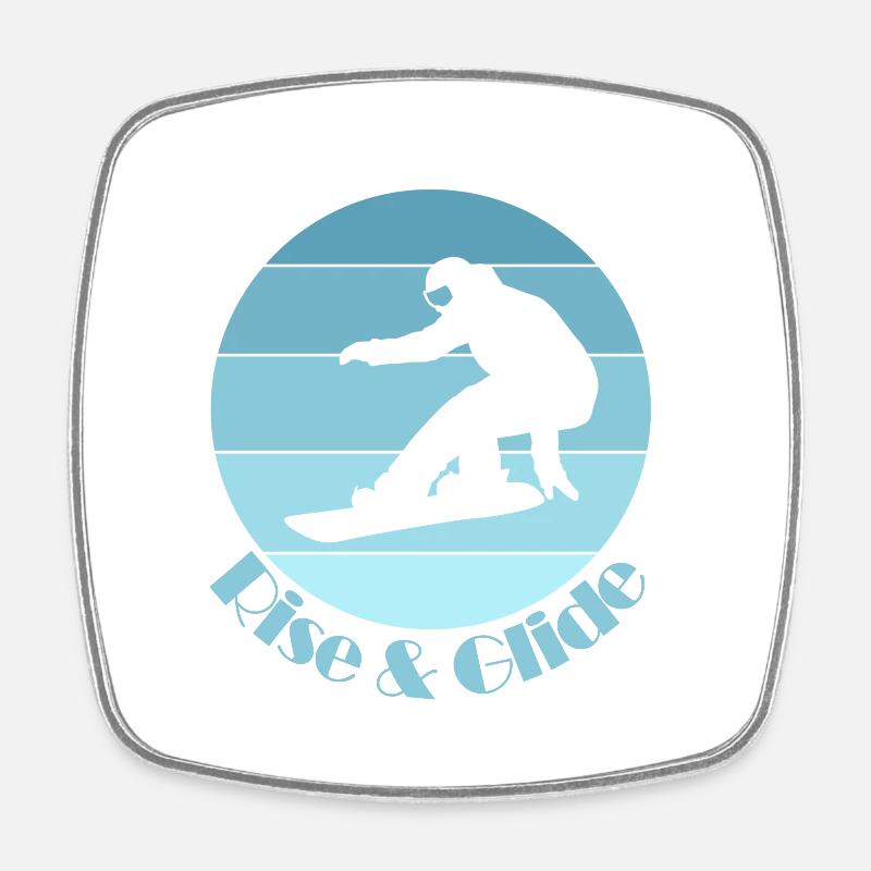 Snowboard Rise & Glide - Square fridge magnet - white