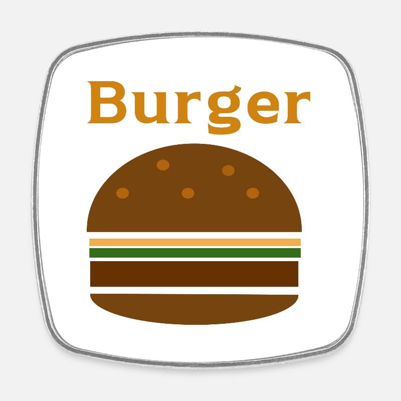 Burger - Magnet carré - blanc