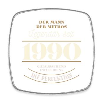 Der Mann der Mythos Legendär seit Jahrgang 1990 - Viereckiger Kühlschrankmagnet - Weiß - Vorne