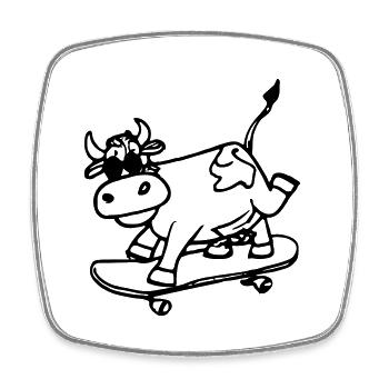 Cow Skateboard Drôle d’idée cadeau - Magnet carré - blanc - Devant