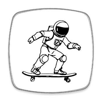 Astronaut rides skateboard space astronauts - Square fridge magnet - white - Front