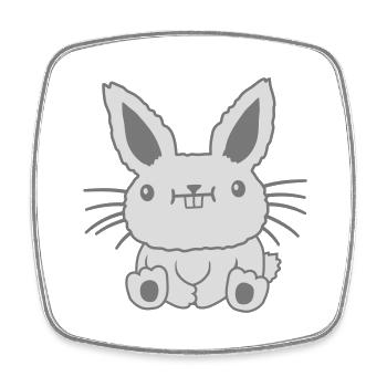 Seated little kawaii rabbit - Square fridge magnet - white - Front