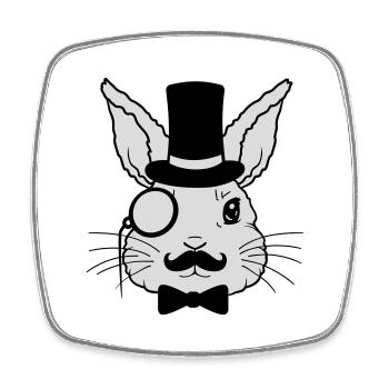 Sir Hase Monokel Zylinder - Viereckiger Kühlschrankmagnet - Weiß - Vorne