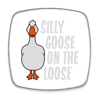 goose on the loose - Viereckiger Kühlschrankmagnet - Weiß - Vorne