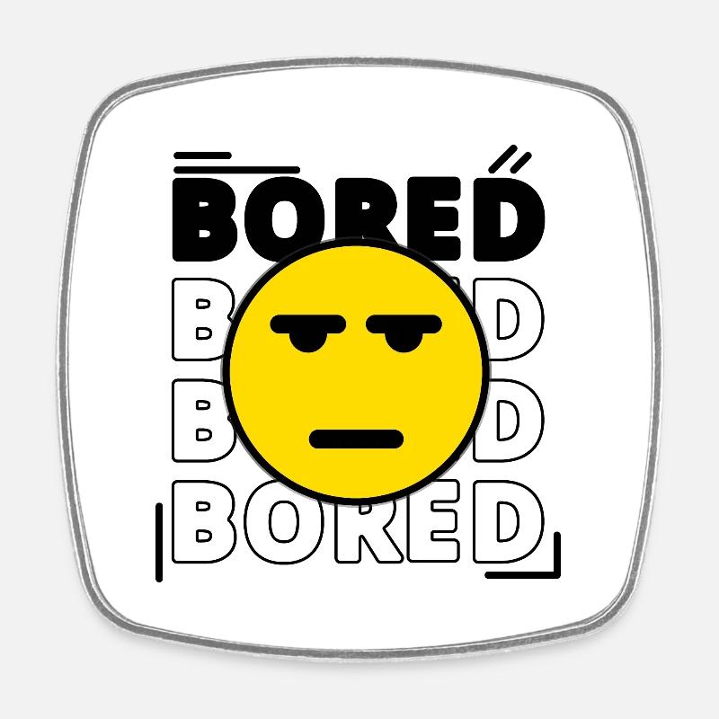 Bored Face - Square fridge magnet - white