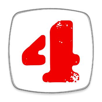 4 Number symbol - Square fridge magnet - white - Front