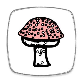 Fungus Mushrooms Poisonous Mycology Earthy Vector 1 - Square fridge magnet - white - Front