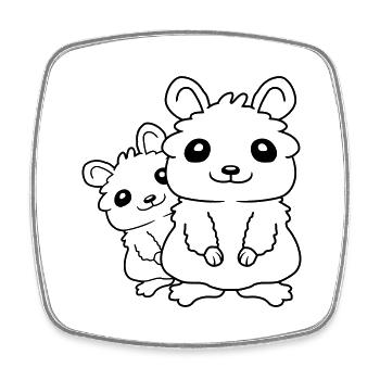 Famille de petits hamsters - Magnet carré - blanc - Devant