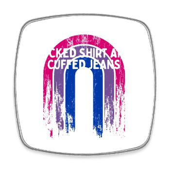 Tucked Shirt and Cuffed Jeans Bisexual LGBTQ Bi - Square fridge magnet - white - Front