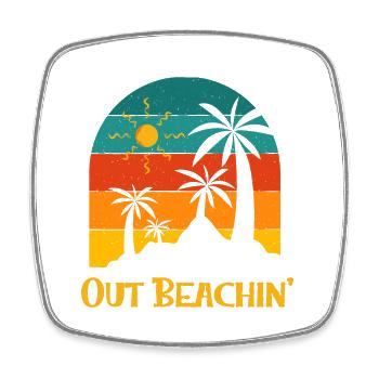 Out Beachin' Beach Summer Ocean Tropical Family - Square fridge magnet - white - Front