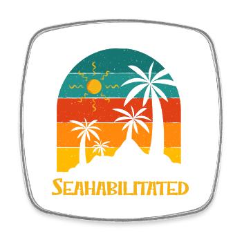 Seahabilitated Beach Vacation Ocean Trip Funny - Square fridge magnet - white - Front