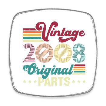 Vintage 2008 Original, Cadeau D'anniversaire - Magnet carré - blanc - Devant
