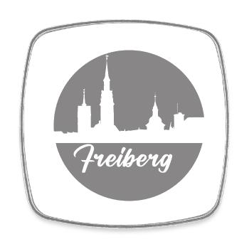 grau, skyline, kreis, scherenschnitt,freiberg - Viereckiger Kühlschrankmagnet - Weiß - Vorne