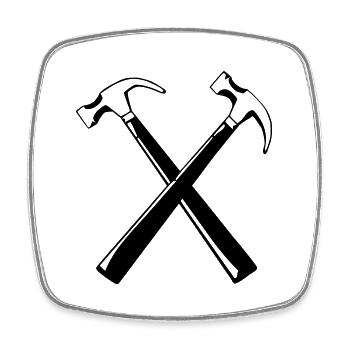 Hammer - Square fridge magnet - white - Front
