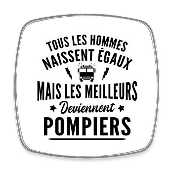 les meilleurs deviennent pompiers / cadeau pompier - Magnet carré - blanc - Devant