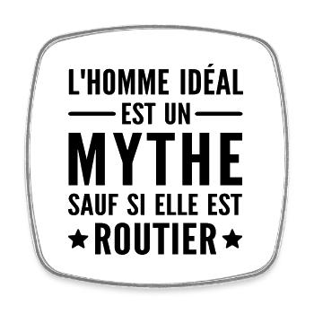 l homme idéal est routier / humour routier - Magnet carré - blanc - Devant