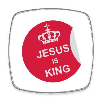 Citation de Jésus est roi - Magnet carré - blanc - Devant