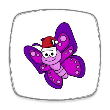 Butterfly Comic Christmas - Magnet carré - blanc - Devant