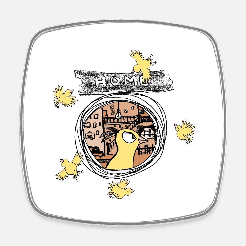 Oiseaux canaris - Magnet carré - blanc