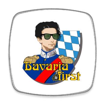 König Ludwig II von Bayern und Bavaria first - Viereckiger Kühlschrankmagnet - Weiß - Vorne