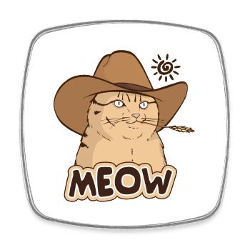 Cowboy Cat - Square fridge magnet - white - Front