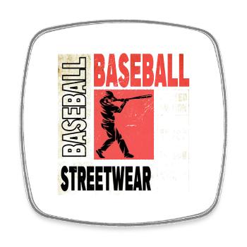 Baseball Baseballspieler USA Sport Vintage Retro - Viereckiger Kühlschrankmagnet - Weiß - Vorne
