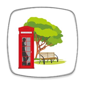 Telefonzelle im Park - Viereckiger Kühlschrankmagnet - Weiß - Vorne