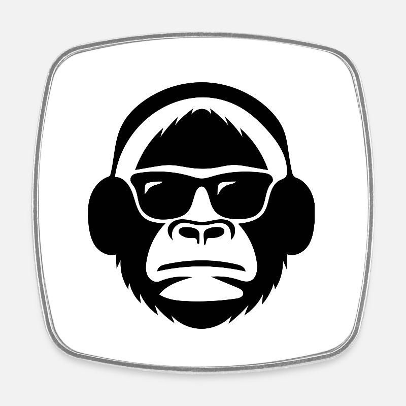 DJ Monkey - Square fridge magnet - white
