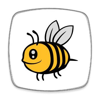 Cute little cartoon bee - Square fridge magnet - white - Front