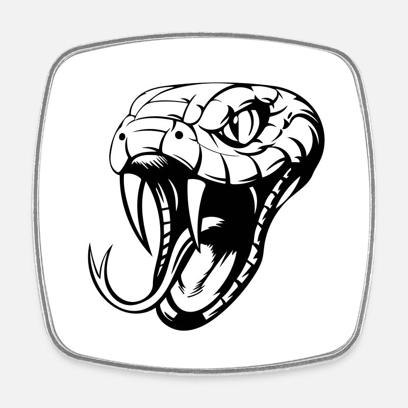 Snake - Viereckiger Kühlschrankmagnet - Weiß