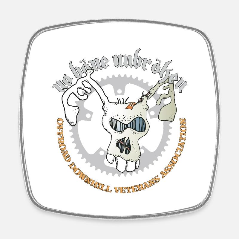 No Bone Unbroken Offroad Dowhill MTB - Viereckiger Kühlschrankmagnet - Weiß