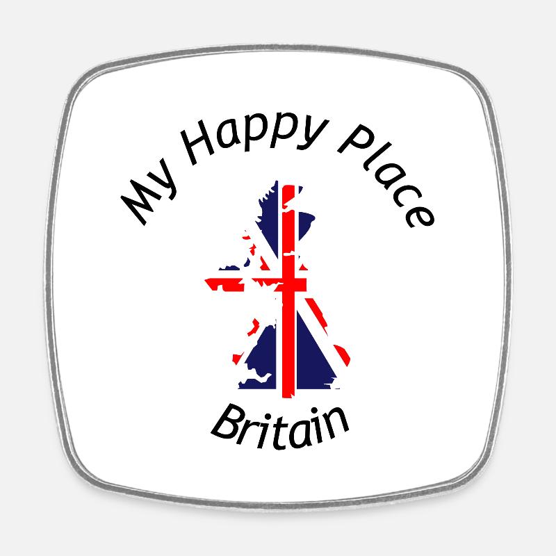 My happy place: Britain - Square fridge magnet - white