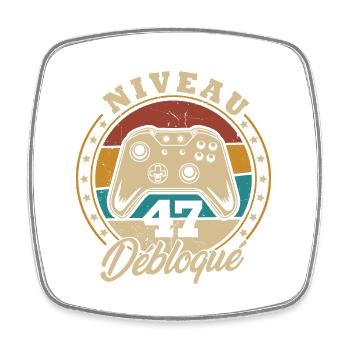 Niveau 47 débloque - Magnet carré - blanc - Devant